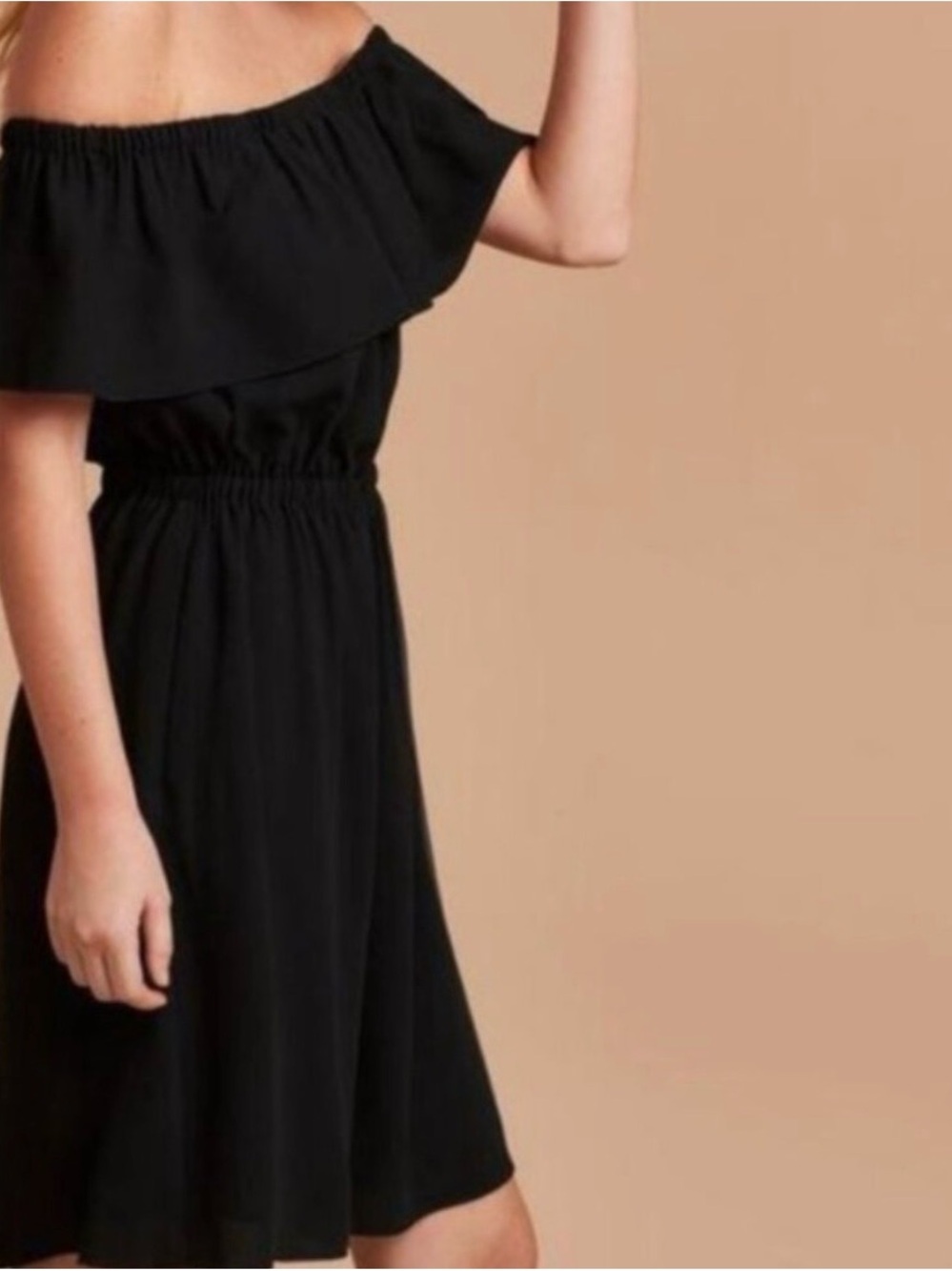 Aritzia Wilfred Black Hosta Off Shoulder Ruffle Dress